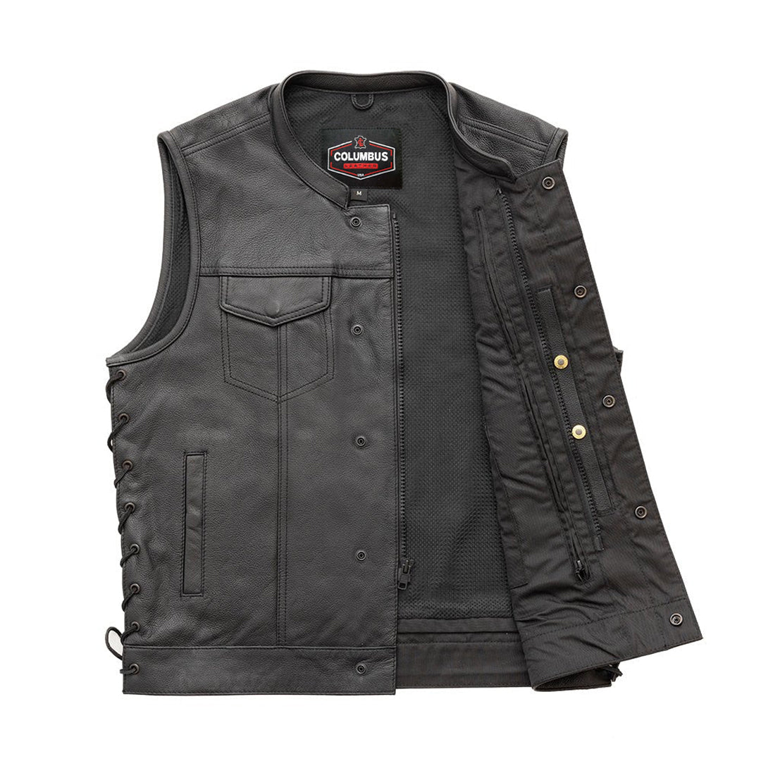 Viper Club Style Men’s Motorcycle Leather Vest | Columbus Leather USA