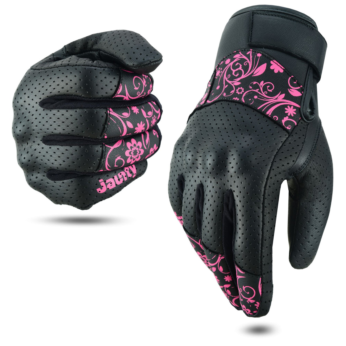 JAUNTY Women’s Motorcycle Leather Gloves | Touchscreen Riding Gloves with Hard Knuckle Protection