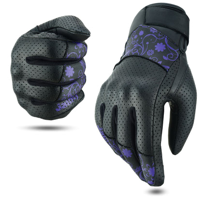 JAUNTY Women’s Motorcycle Leather Gloves | Touchscreen Riding Gloves with Hard Knuckle Protection