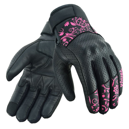JAUNTY Women’s Motorcycle Leather Gloves | Touchscreen Riding Gloves with Hard Knuckle Protection