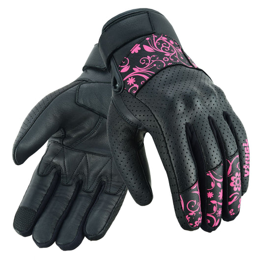 JAUNTY Women’s Motorcycle Leather Gloves | Touchscreen Riding Gloves with Hard Knuckle Protection