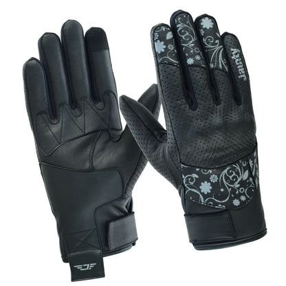 JAUNTY Women’s Motorcycle Leather Gloves | Touchscreen Riding Gloves with Hard Knuckle Protection
