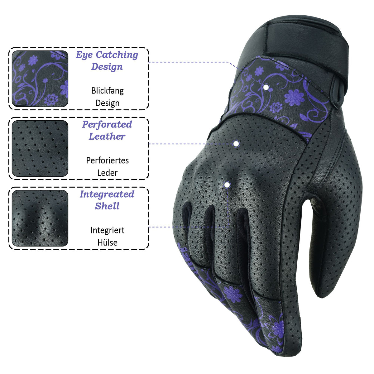 JAUNTY Women’s Motorcycle Leather Gloves | Touchscreen Riding Gloves with Hard Knuckle Protection