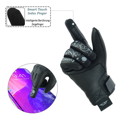 JAUNTY Women’s Motorcycle Leather Gloves | Touchscreen Riding Gloves with Hard Knuckle Protection