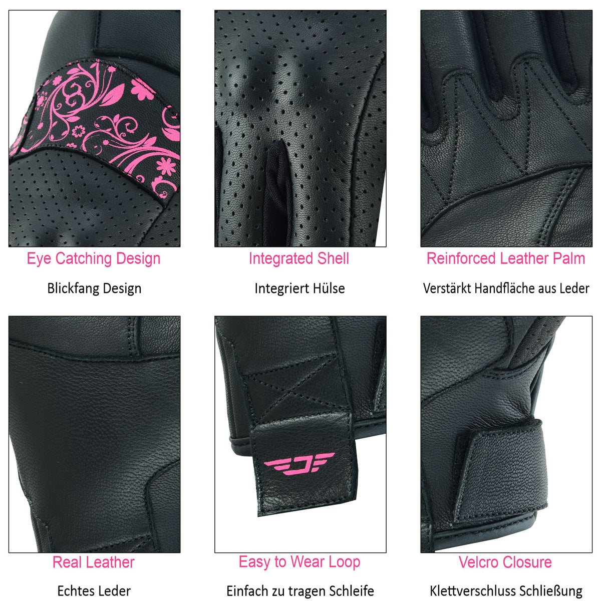 JAUNTY Women’s Motorcycle Leather Gloves | Touchscreen Riding Gloves with Hard Knuckle Protection