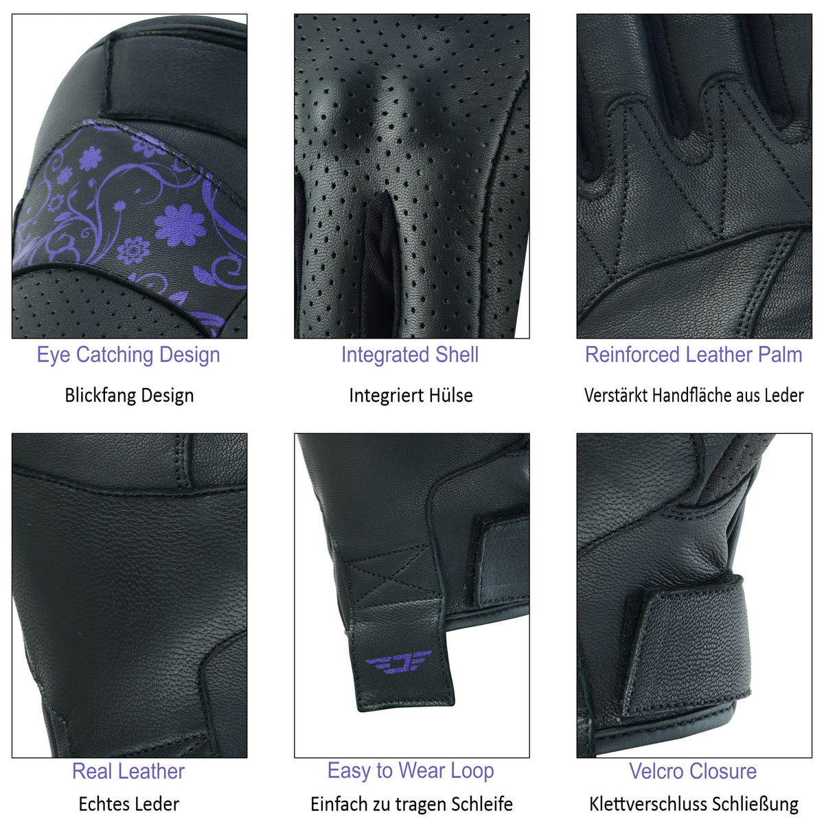 JAUNTY Women’s Motorcycle Leather Gloves | Touchscreen Riding Gloves with Hard Knuckle Protection