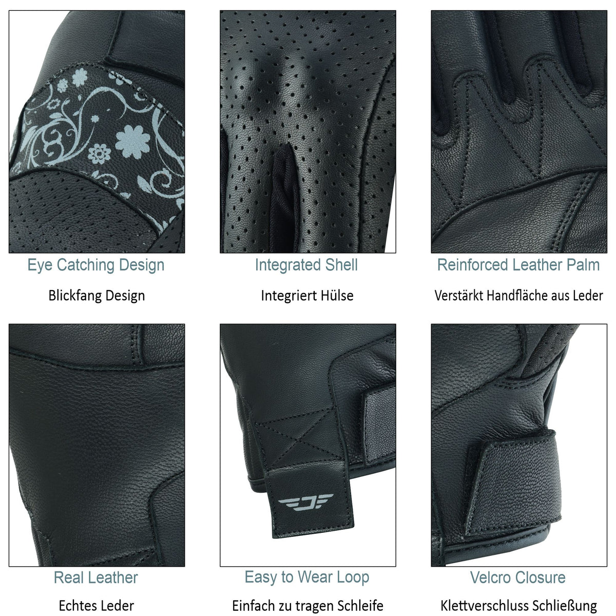 JAUNTY Women’s Motorcycle Leather Gloves | Touchscreen Riding Gloves with Hard Knuckle Protection