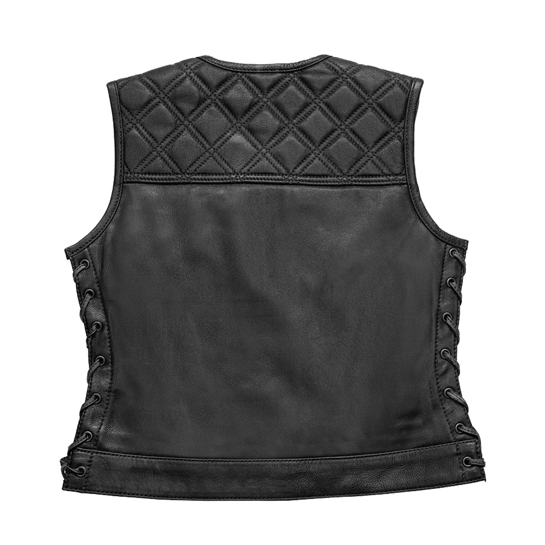 Bonnie Women's Club Style Motorcycle Leather Vest | Columbus Leather USA