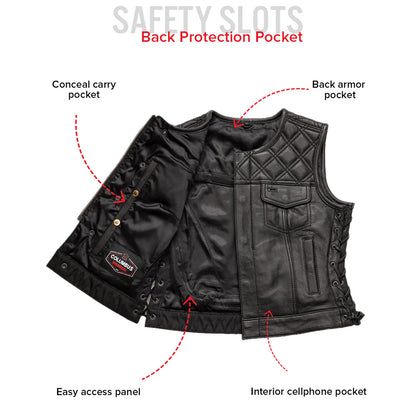 Bonnie Women's Club Style Motorcycle Leather Vest | Columbus Leather USA