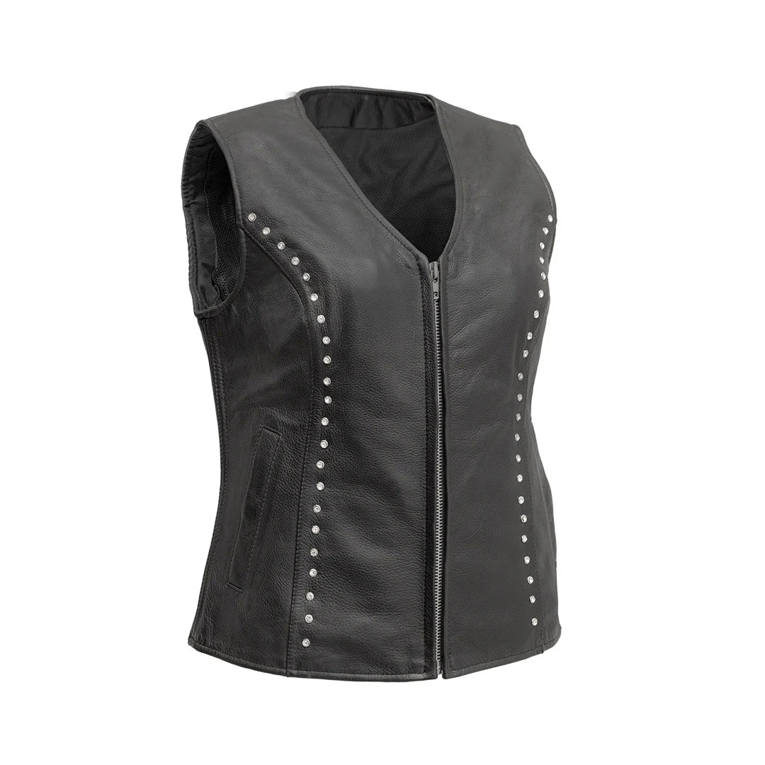 Diana - Women's Motorcycle Leather Vest | Columbus Leather USA