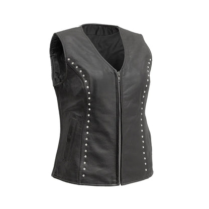 Diana - Women's Motorcycle Leather Vest | Columbus Leather USA