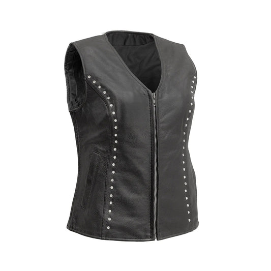 Diana - Women's Motorcycle Leather Vest | Columbus Leather USA