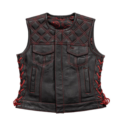 Bonnie Women's Club Style Motorcycle Leather Vest | Columbus Leather USA