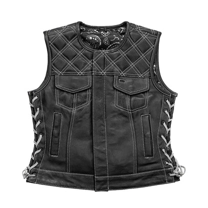 Bonnie Women's Club Style Motorcycle Leather Vest | Columbus Leather USA