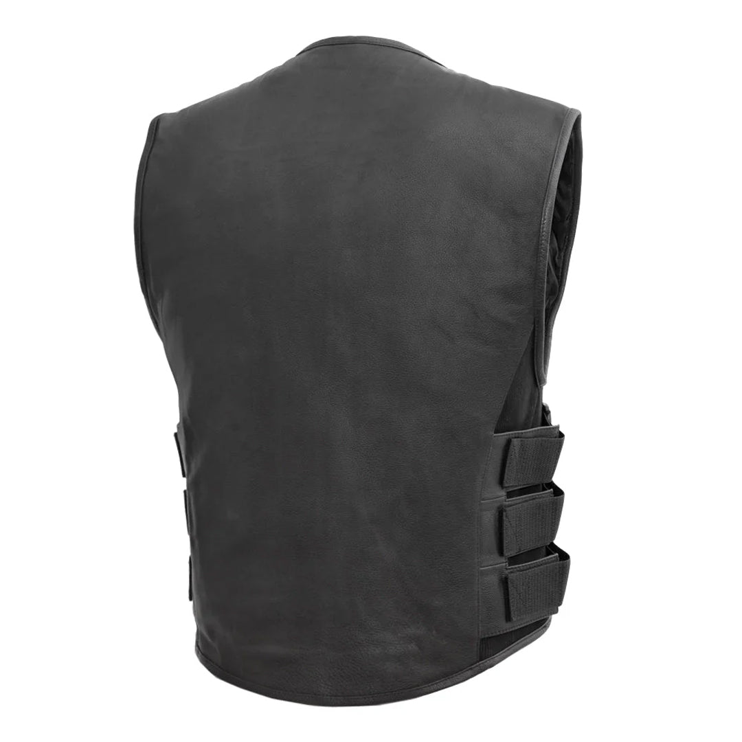 Defender Men’s Leather Swat Style Motorcycle Vest | Columbus Leather USA