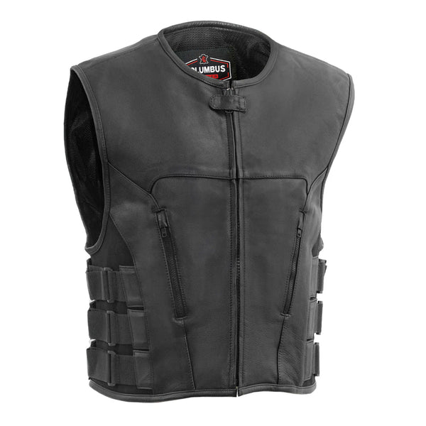 Defender Men’s Leather Swat Style Motorcycle Vest | Columbus Leather USA