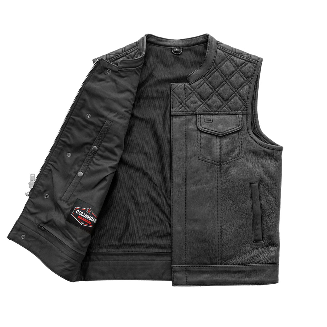 Hellbound Men’s Motorcycle Leather Vest | Columbus Leather USA