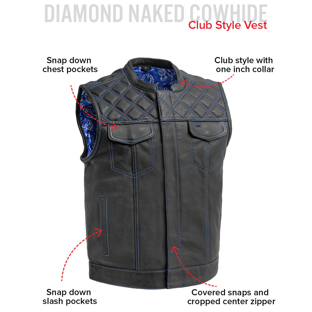 Downside Men's Motorcycle Leather Vest | Columbus Leather USA