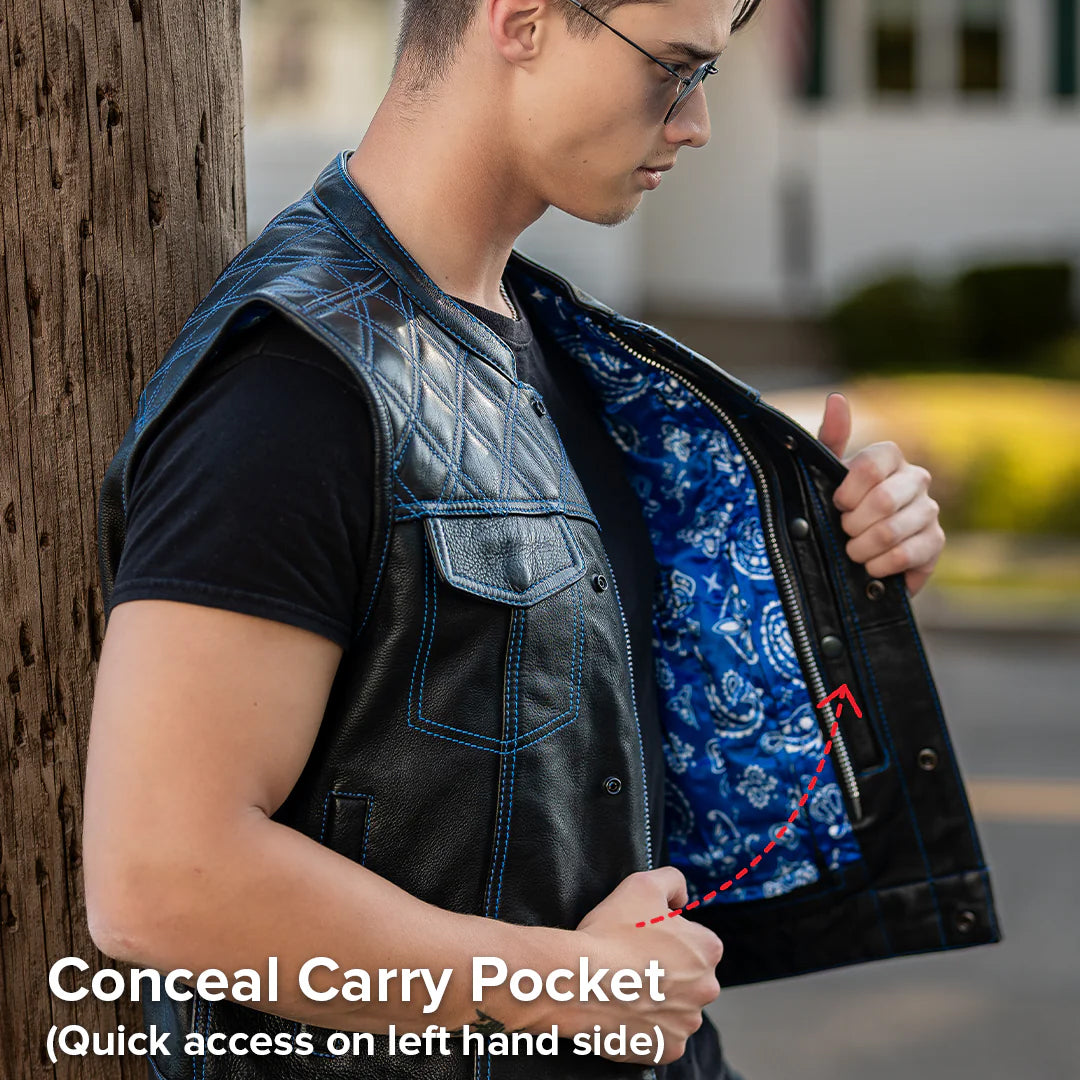 Downside Men's Motorcycle Leather Vest | Columbus Leather USA