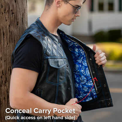 Downside Men's Motorcycle Leather Vest | Columbus Leather USA