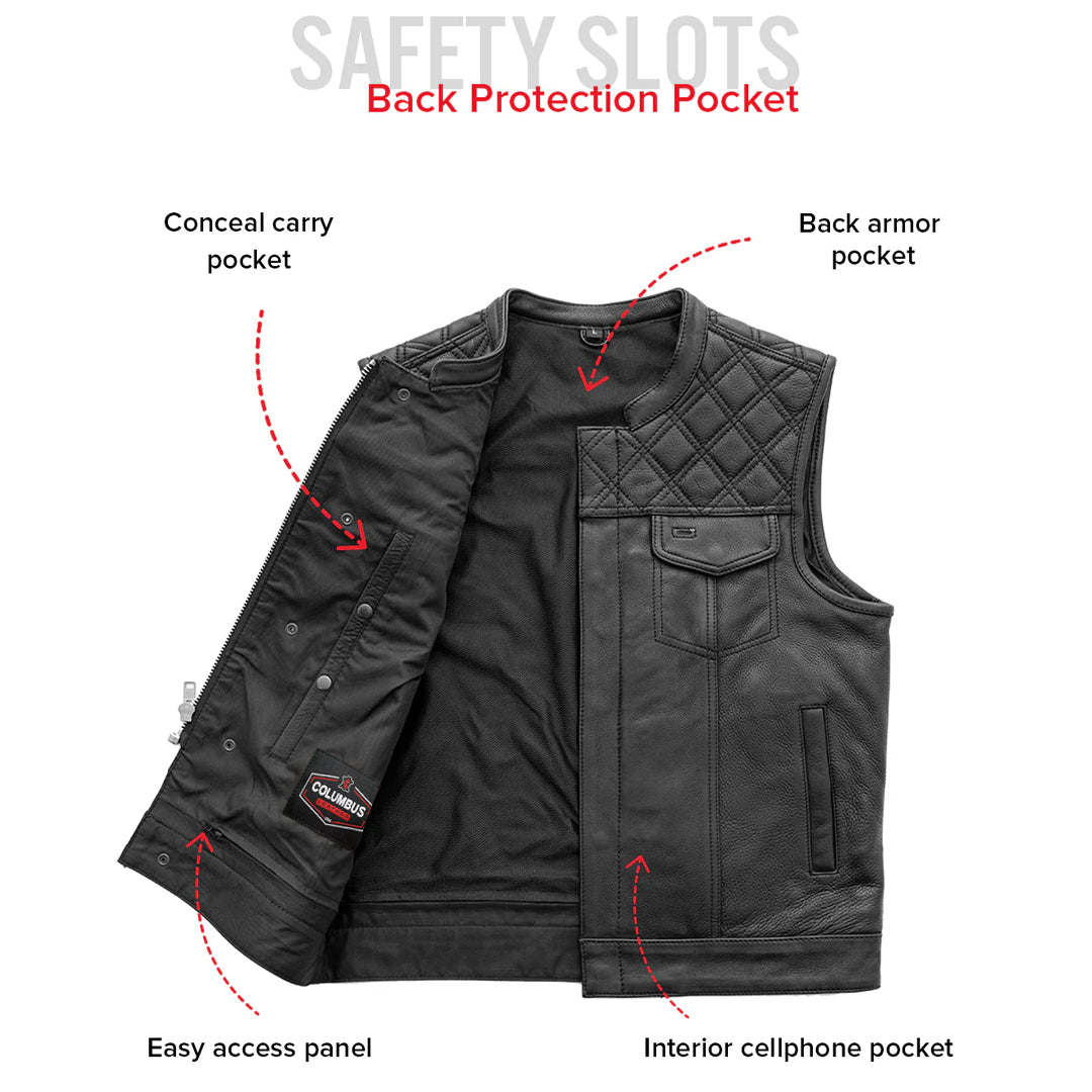 Hellbound Men’s Motorcycle Leather Vest | Columbus Leather USA