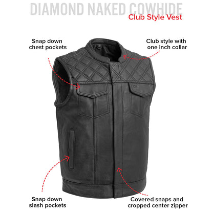 Hellbound Men’s Motorcycle Leather Vest | Columbus Leather USA