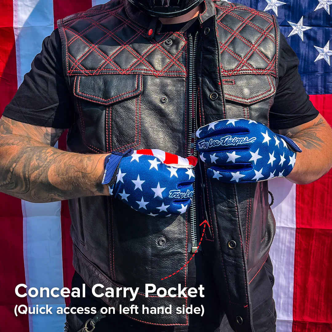 Hellbound Men’s Motorcycle Leather Vest | Columbus Leather USA
