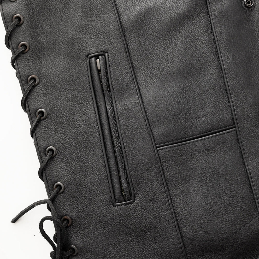 High Stakes Men's Western Motorcycle Leather Vest | Columbus Leather