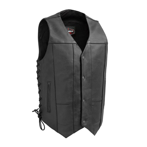 High Stakes Men's Western Motorcycle Leather Vest | Columbus Leather