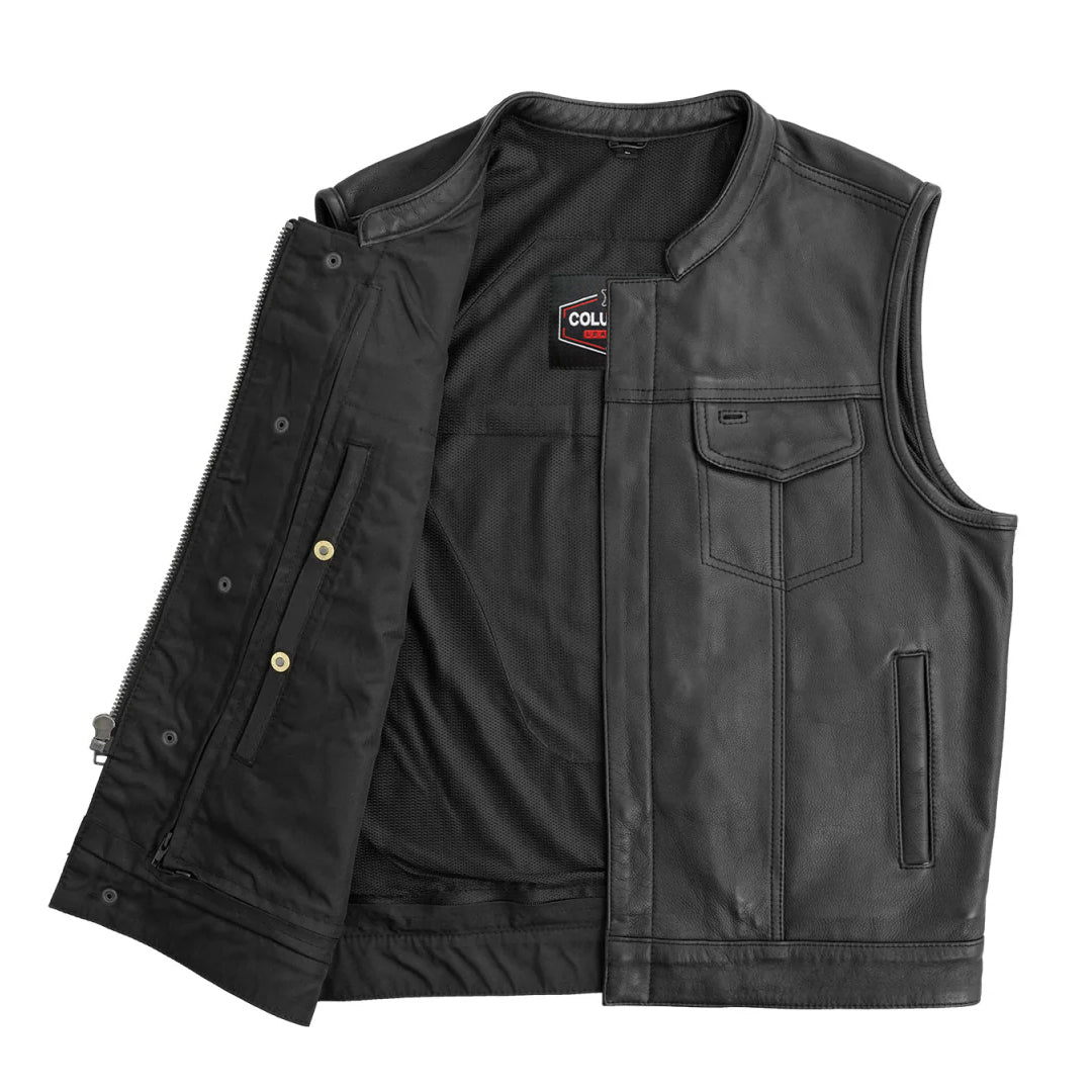 Marksman Men’s Motorcycle Leather Vest | Columbus Leather USA
