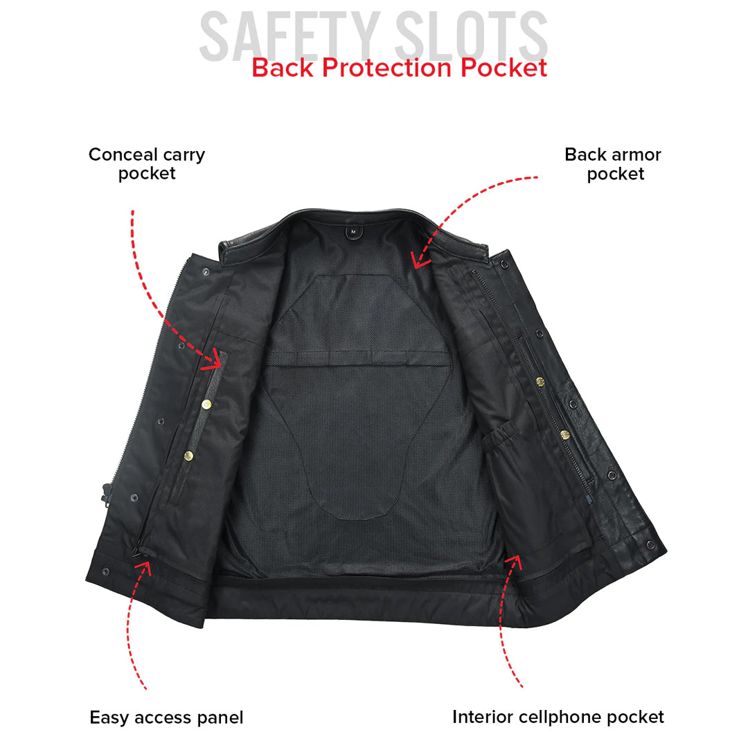 Marksman Men’s Motorcycle Leather Vest | Columbus Leather USA