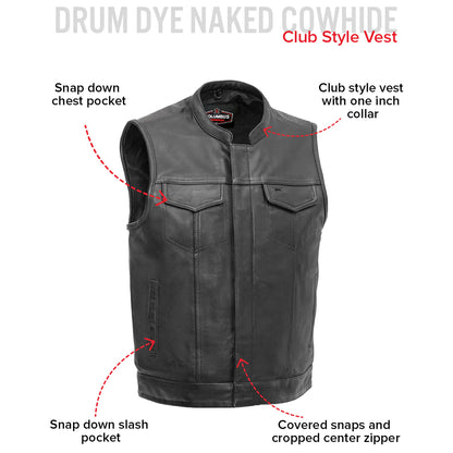Marksman Men’s Motorcycle Leather Vest | Columbus Leather USA