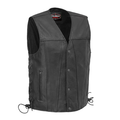 Outlaw Premium Men’s Motorcycle Leather Vest | Columbus Leather USA