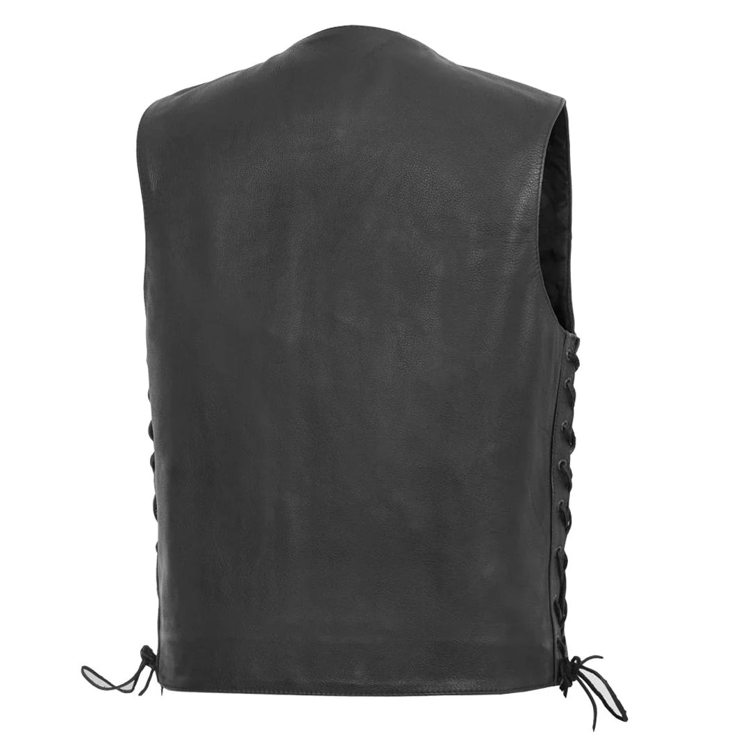 Outrider Men’s Motorcycle Western Style Leather Vest | Columbus Leather USA