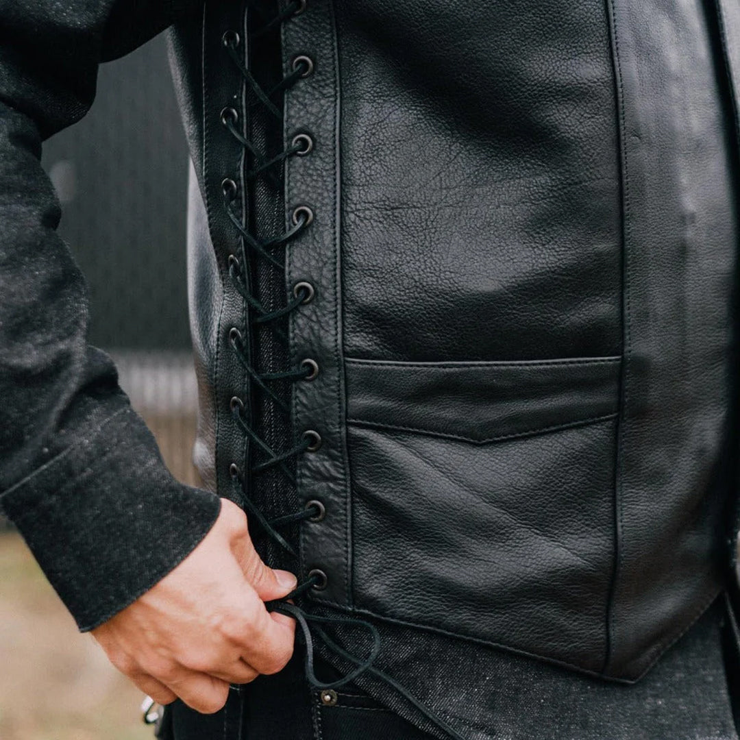 Outrider Men’s Motorcycle Western Style Leather Vest | Columbus Leather USA