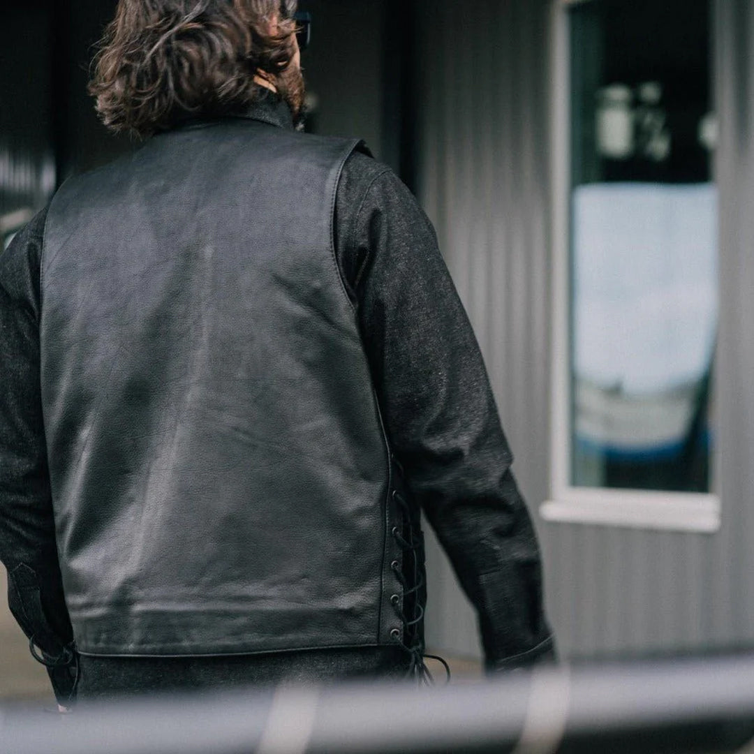 Outrider Men’s Motorcycle Western Style Leather Vest | Columbus Leather USA