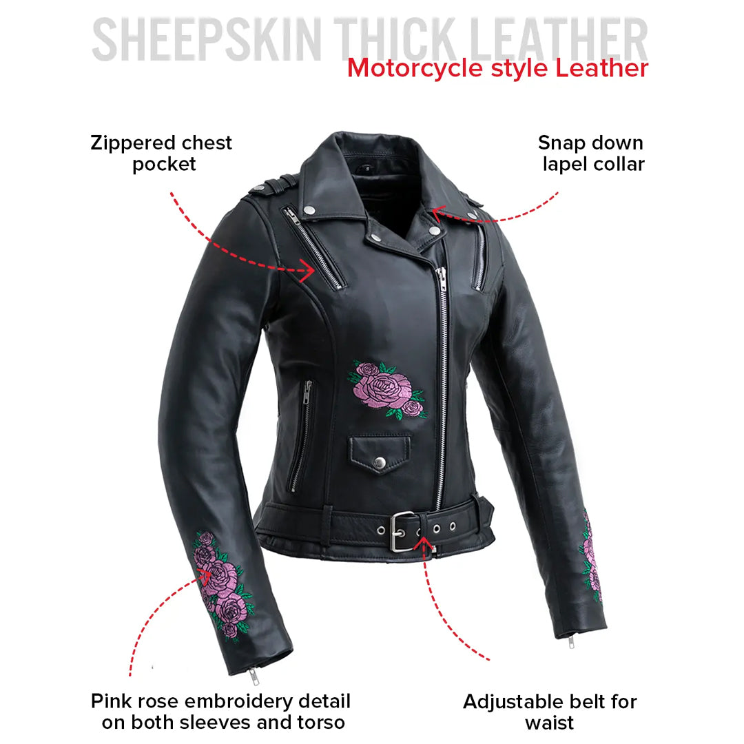 Rosefire – Women’s Motorcycle Leather Jacket | Columbus Leather USA