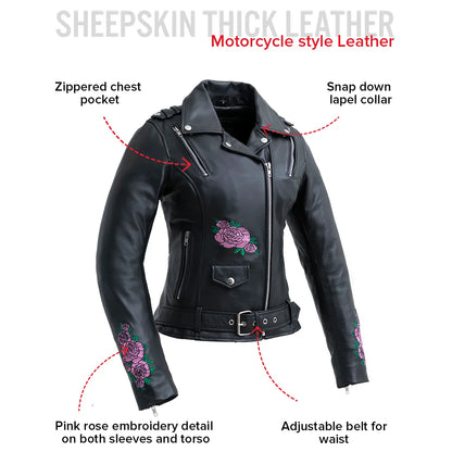 Rosefire – Women’s Motorcycle Leather Jacket | Columbus Leather USA