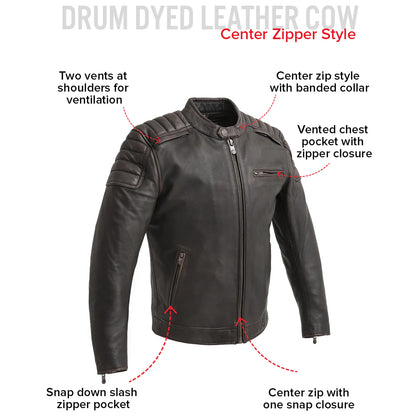 Sentinel Men’s Motorcycle Leather Jacket | Columbus Leather USA