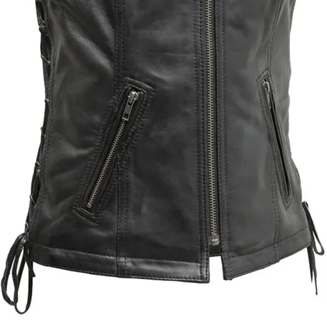 Sierra – Women’s Motorcycle Sheepskin Vest | Columbus Leather USA
