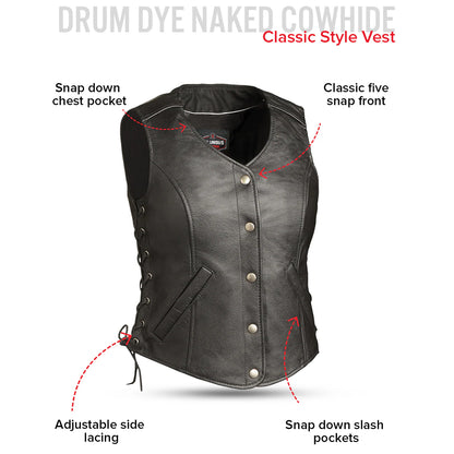 Storm Queen – Women’s Motorcycle Leather Vest | Columbus Leather USA