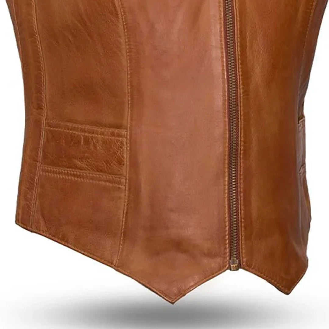 Texana – Women’s Western Motorcycle Leather Vest | Columbus Leather USA
