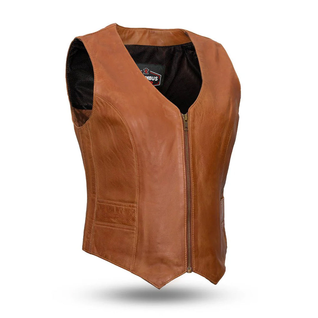 Texana – Women’s Western Motorcycle Leather Vest | Columbus Leather USA