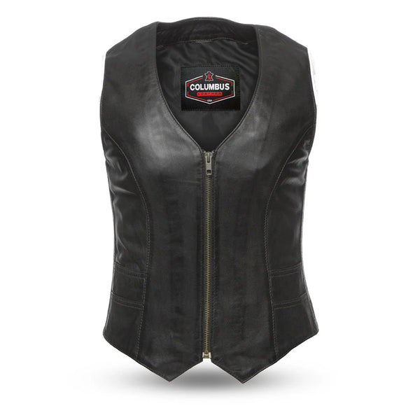 Texana – Women’s Western Motorcycle Leather Vest | Columbus Leather USA