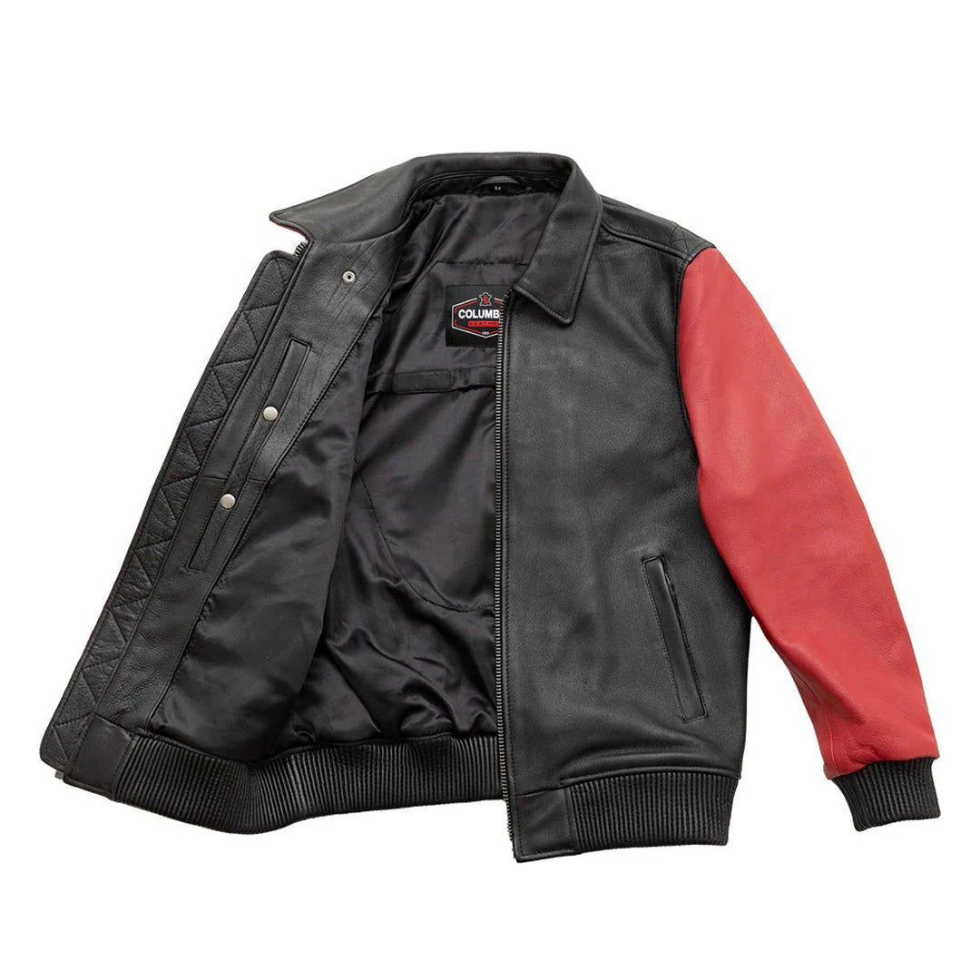 Thunder Bomber Two Tone Men’s Leather Jacket | Columbus Leather USA