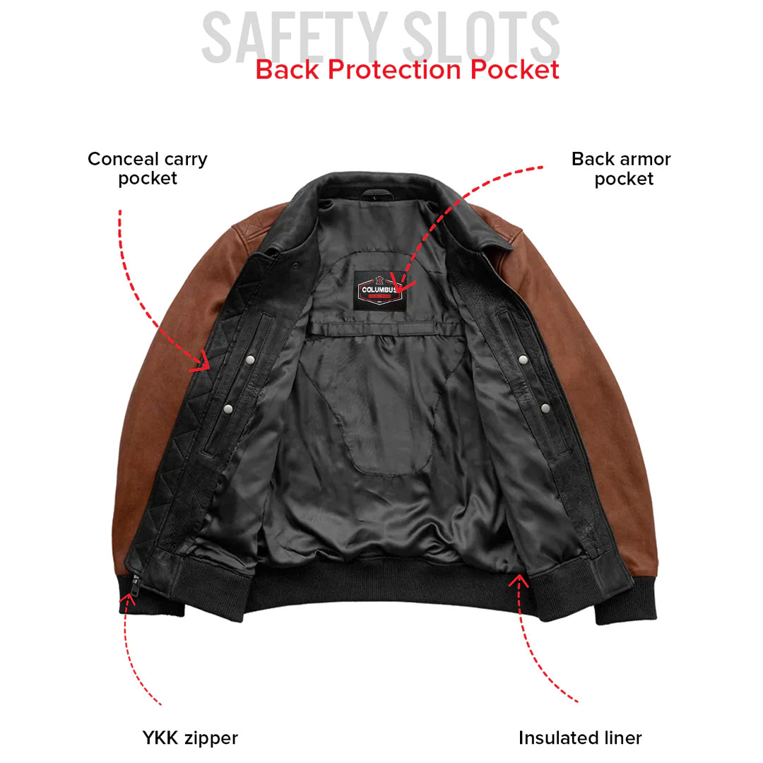 Thunder Bomber Two Tone Men’s Leather Jacket | Columbus Leather USA