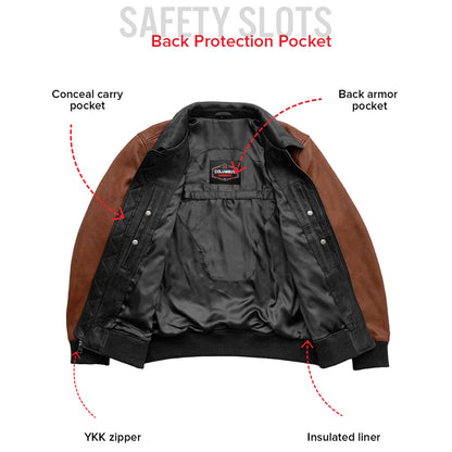 Thunder Bomber Two Tone Men’s Leather Jacket | Columbus Leather USA