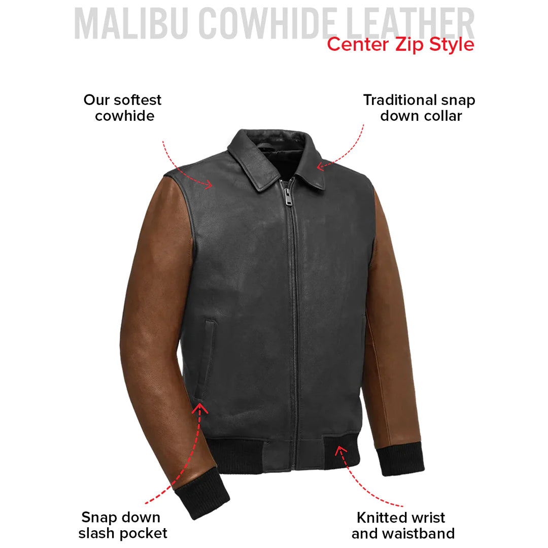 Thunder Bomber Two Tone Men’s Leather Jacket | Columbus Leather USA
