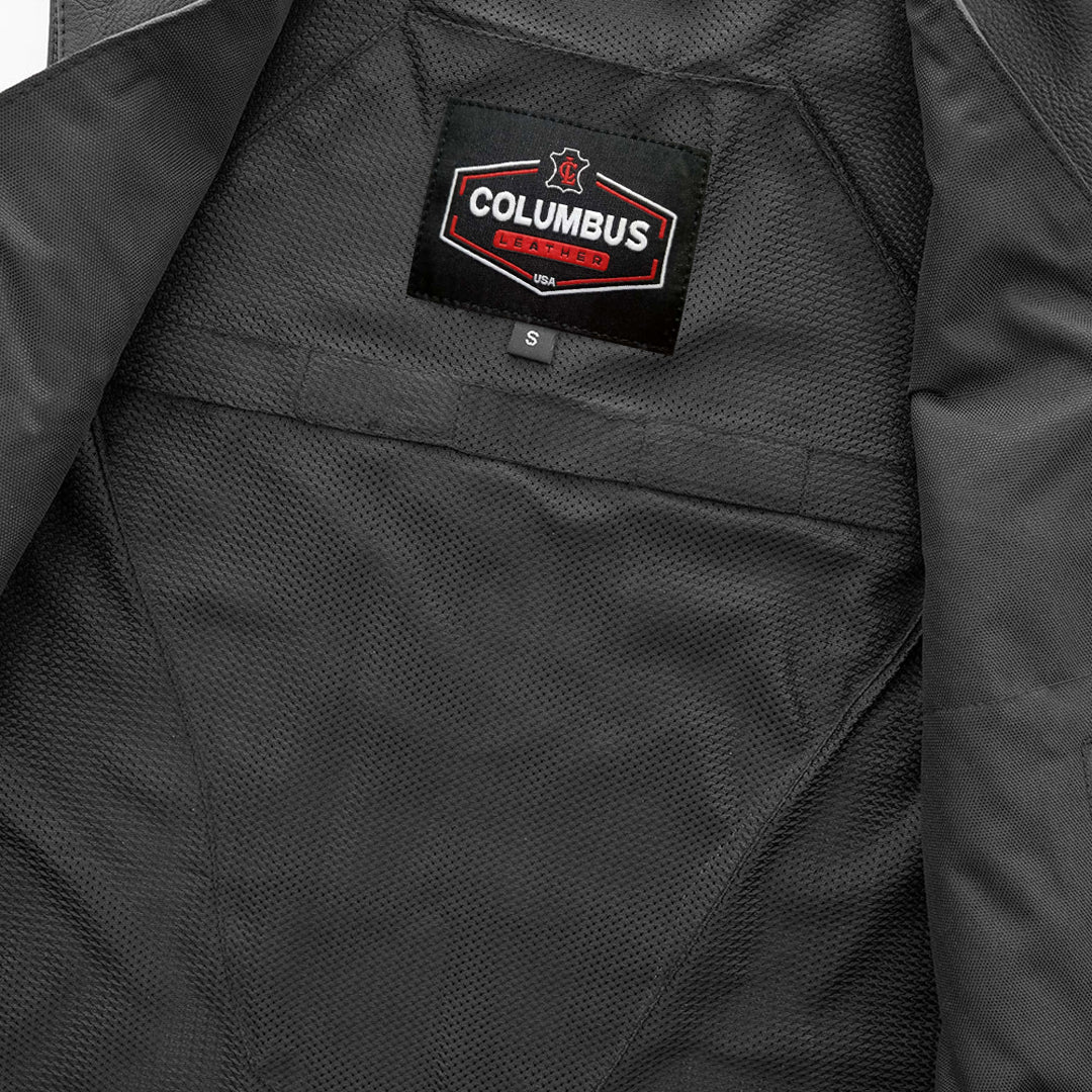 Trail Boss Men’s Western Style Motorcycle Leather Vest | Columbus Leather USA