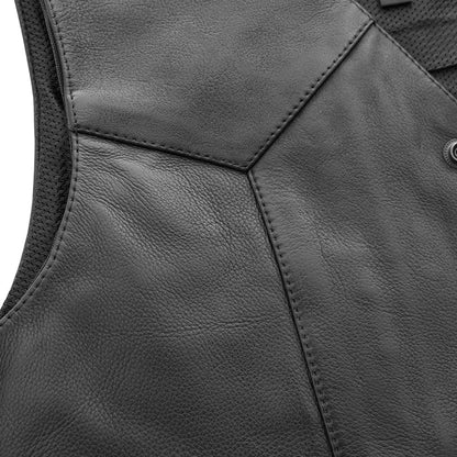 Trail Boss Men’s Western Style Motorcycle Leather Vest | Columbus Leather USA
